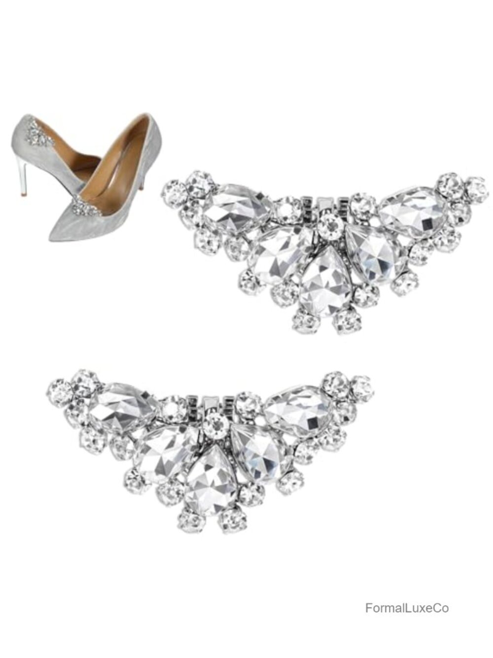 Silver Shoe Clips Rhinestone Flower Shoe Charms for Heels Flats